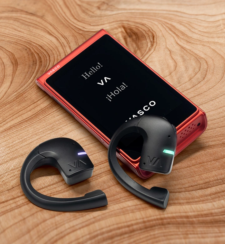 Man klikken instellingen van de vertaling koptelefoon in Vasco V4 apparaat